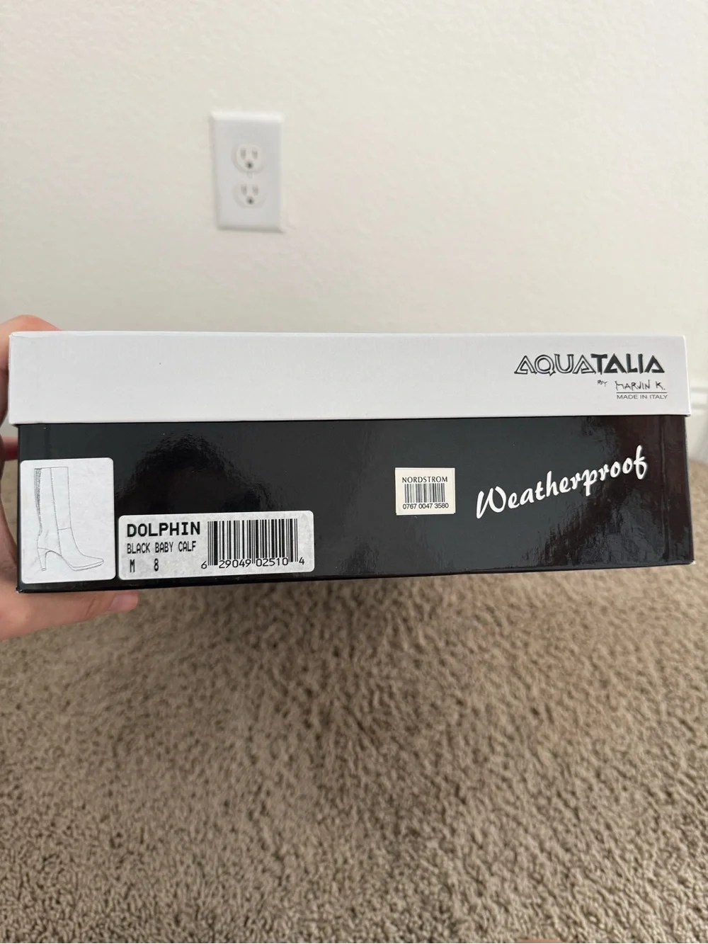 Aquatalia Dolphin Black Leather Weatherproof Boots Size 8